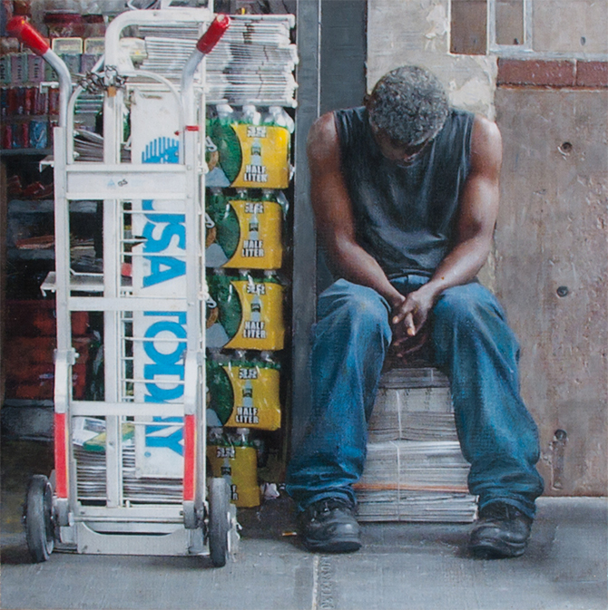 Hyperreal painting USA Today Denis Peterson shown catalogued Pierre Bergé Paris France